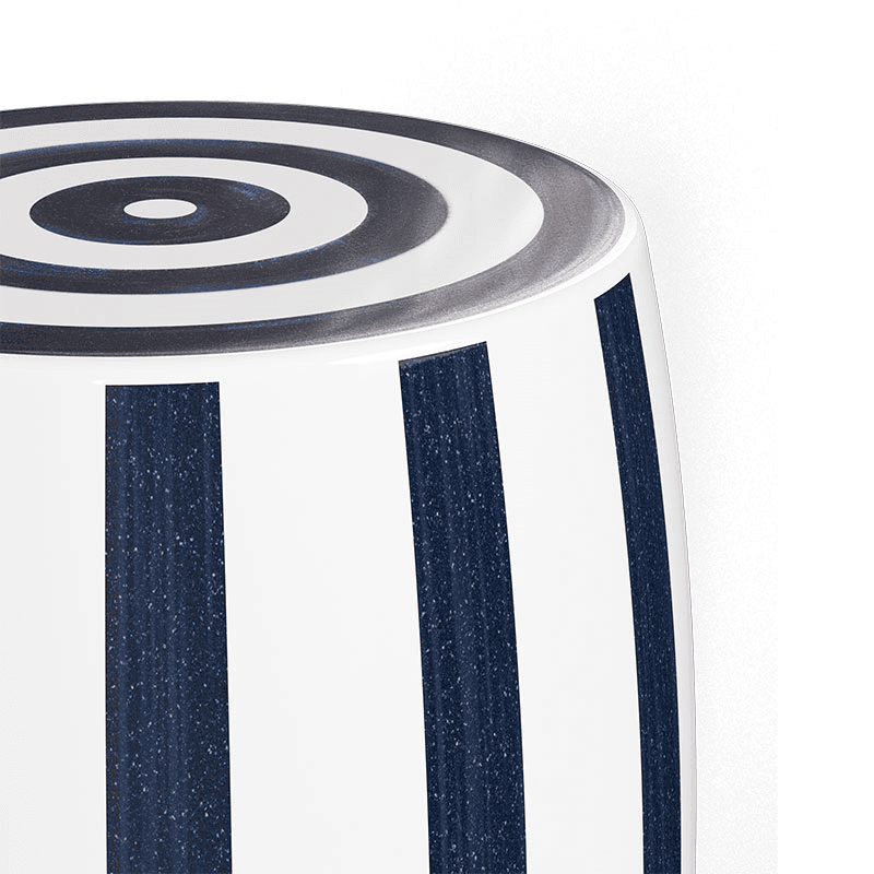 Rander Ceramic Stool, H47cm, Sapphire/White