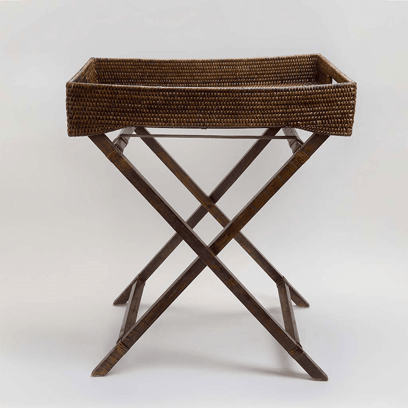 Savoy Rattan Butlers Tray, 65 x 40 x 75cm, Brown