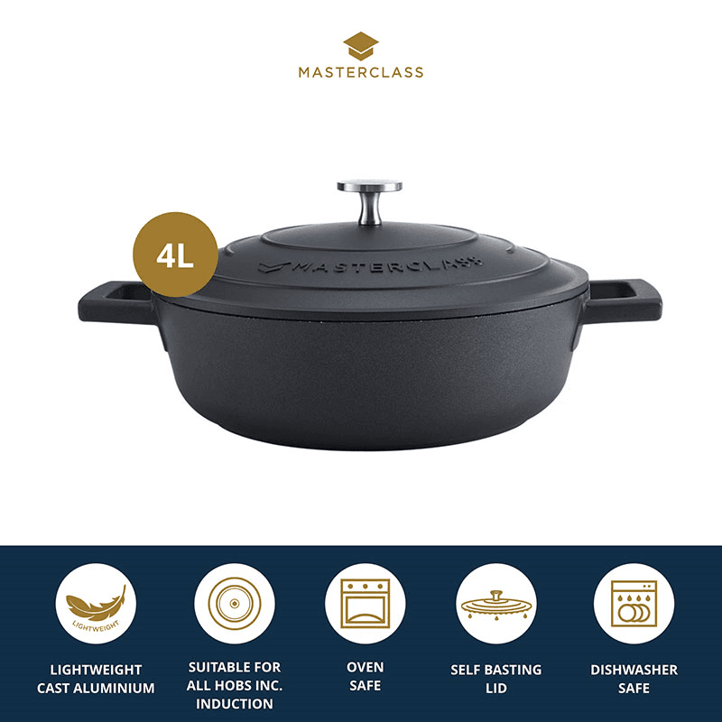 Cast Aluminium Casserole Dish, 2.5L, Black