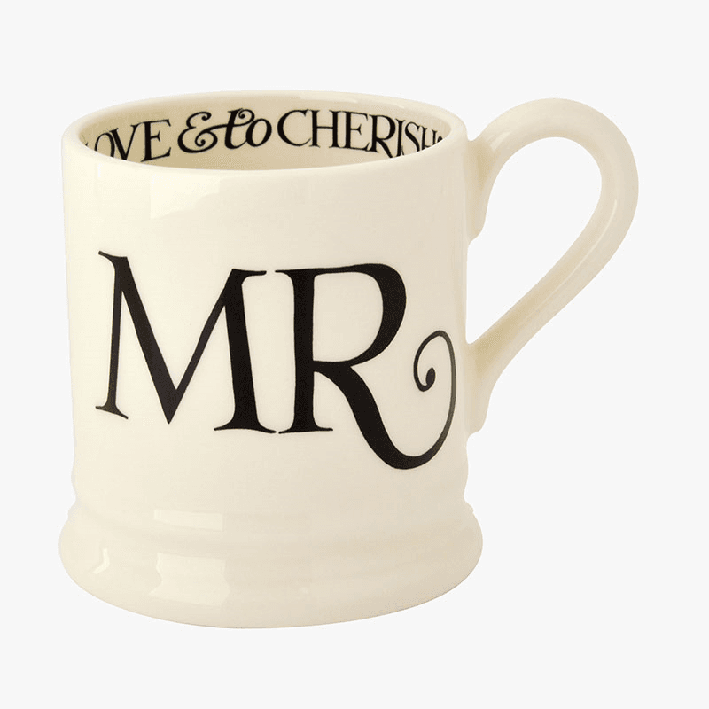 Black Toast Set of 2 Mr & Mr Mugs, 300ml, Cream