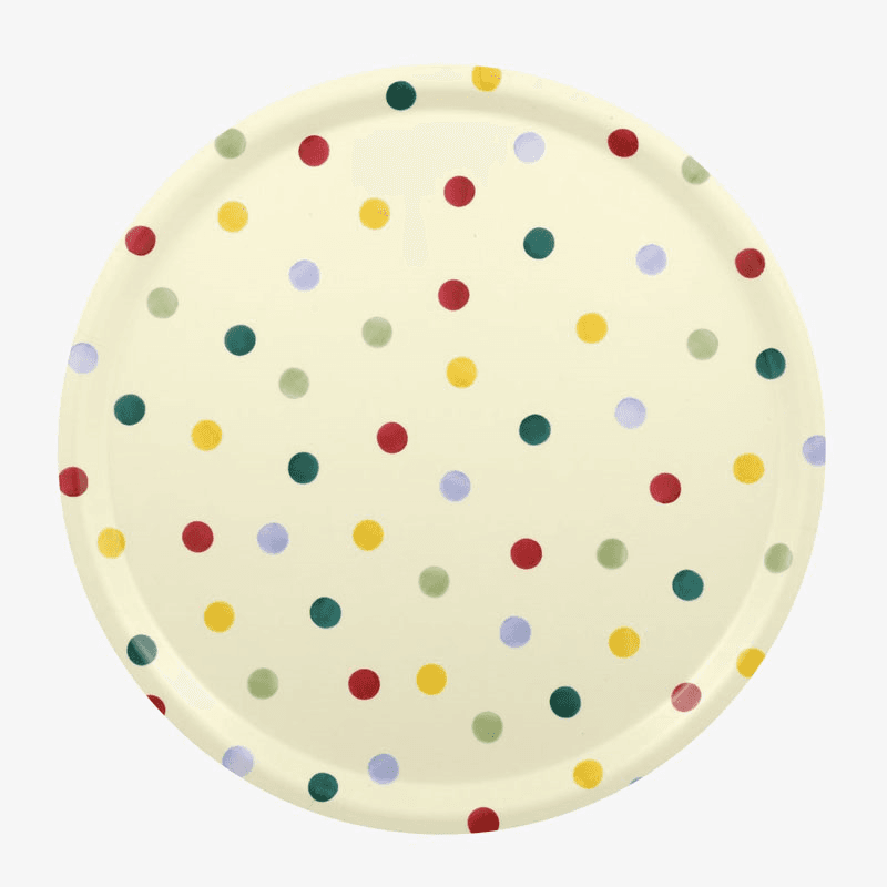 Polka Dot Birch Round Tray, 38cm