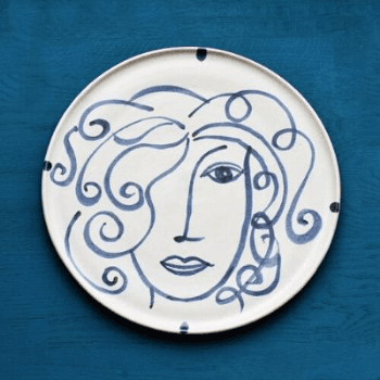 Wall Plate, Elodie, Blue and White, Large, 36cm