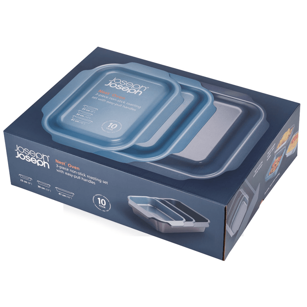 Nest Set of 3 Roasting Trays, Blue