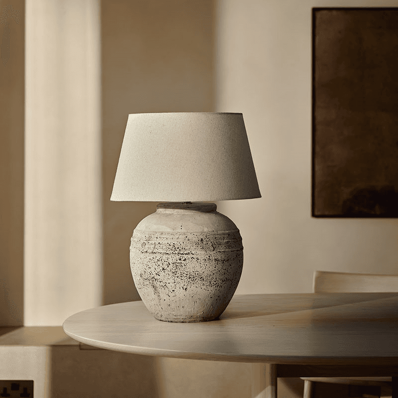 Rustic Table Lamp with Shade, H61cm, Grey