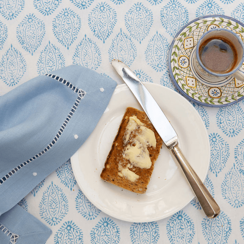 Leaf Tablecloth, 150x250cm, Blue