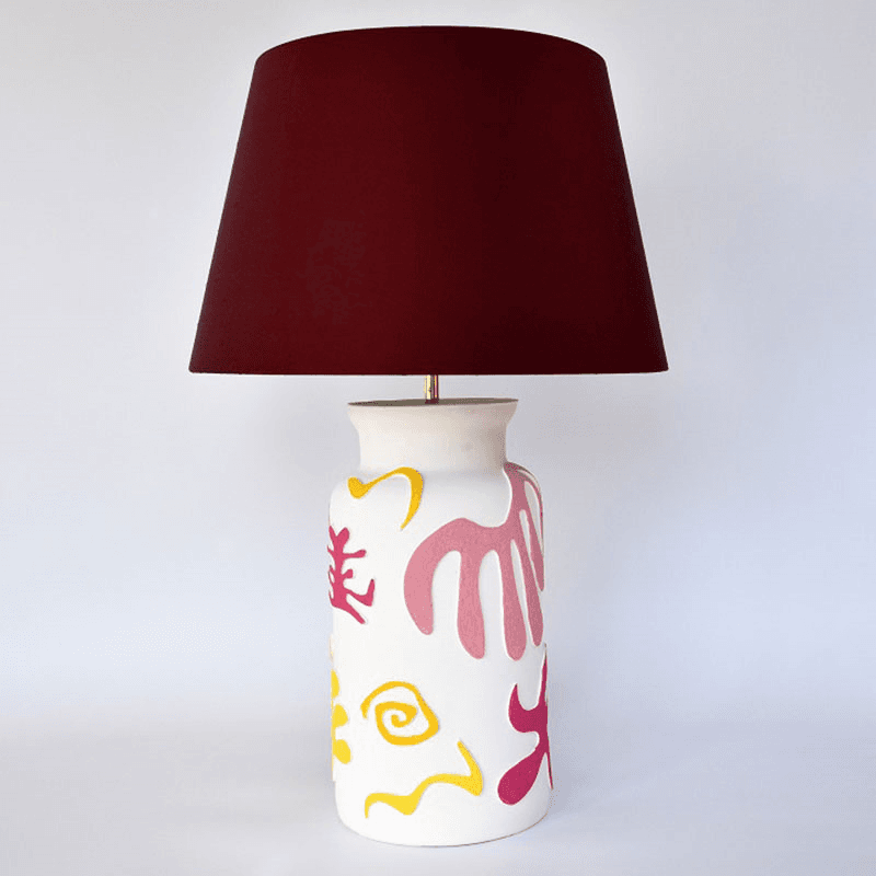 Can Can Table Lamp, H36cm, Pink & Yellow