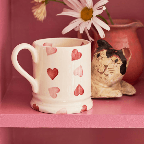 Image showing the Pink Hearts Mug, 300ml, Cream product.