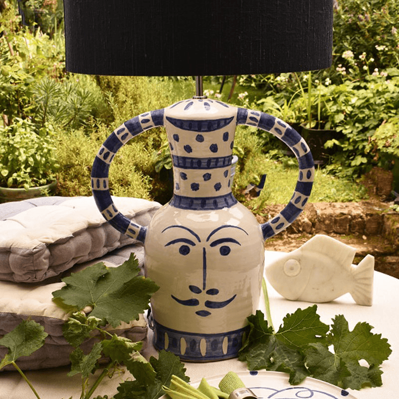 Côte d’Azur Collection Hilarie Hand Glazed Ceramic Table Lamp Base Only, Blue