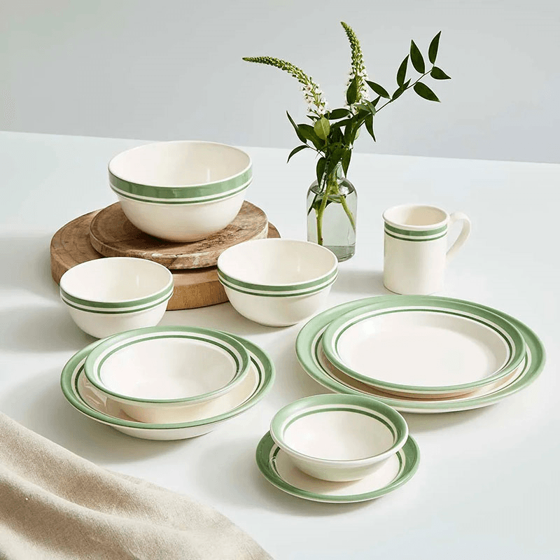 Potter's Stripe Set of 4 Oatmeal Bowls, D16.5cm, Green