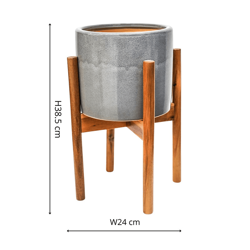 Anzio Planter with stand, D24cm, Warm Grey