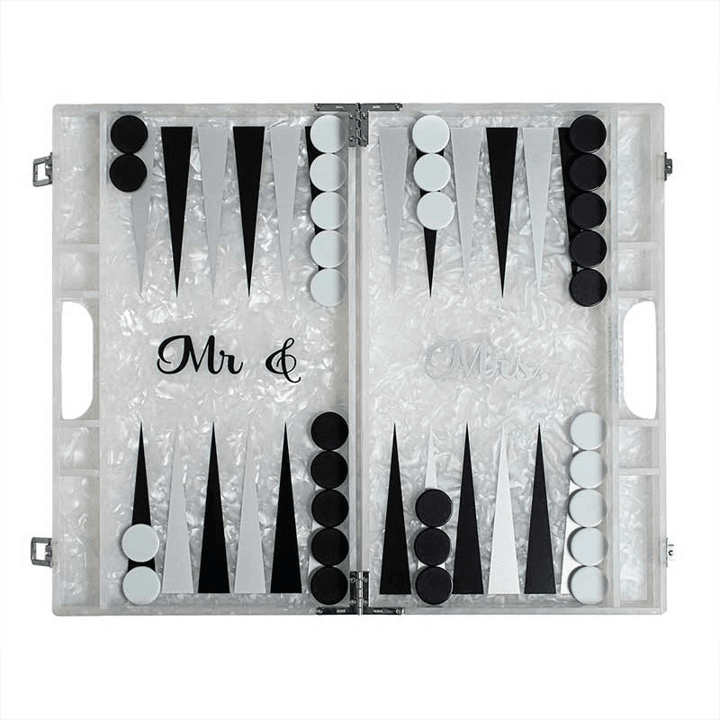 Mr & Mrs Backgammon Board, L45 x W38cm, Black & White
