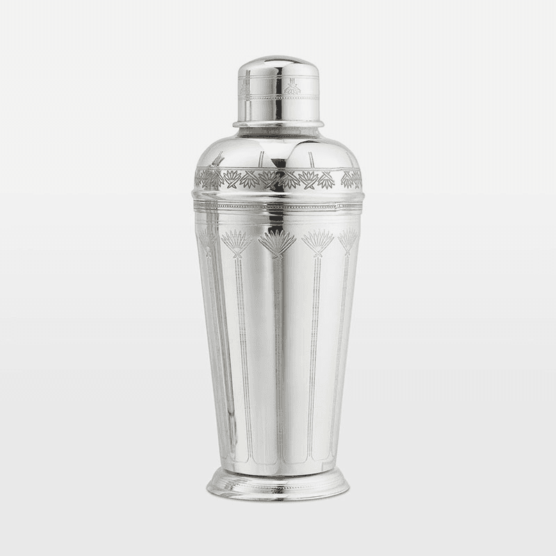 Rochester Engraved Silver Cocktail Shaker, H24cm, Silver