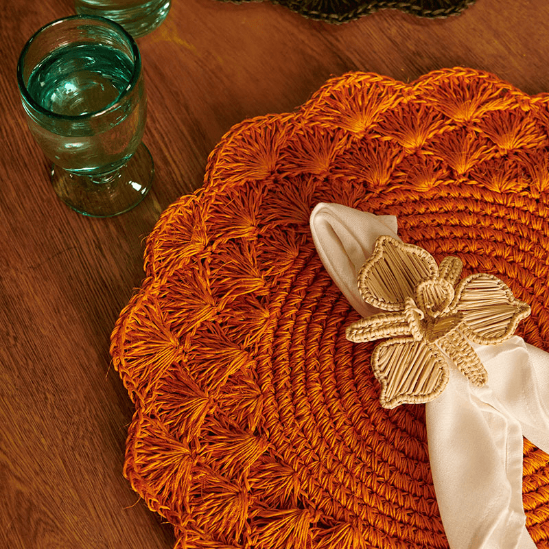 Clara Set of 2 Woven Placemats, D39cm, Terracotta