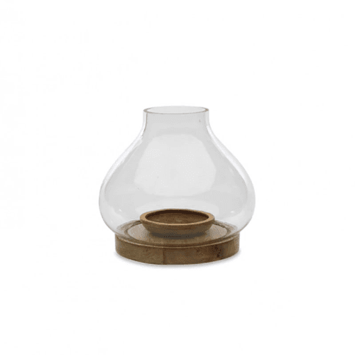 Image showing the Naryla Lantern, H25cm, Mango Wood & Glass product.