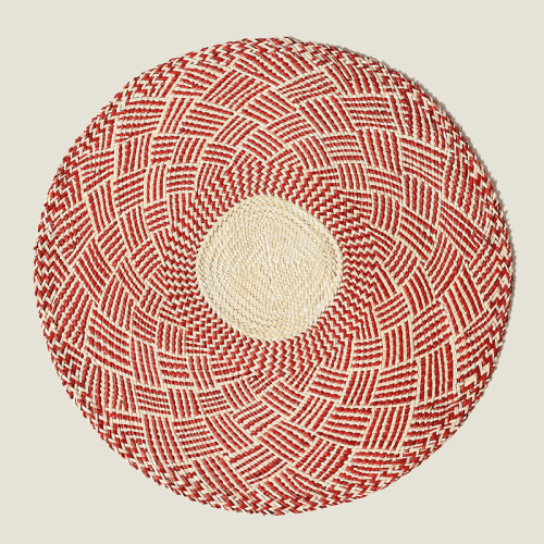Image showing the Nariño Set of 2 Woven Placemats, D39cm, Scarlet Red product.