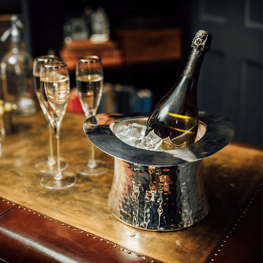 Top Hat Wine cooler, 17 x 30 x 25cm, Silver Plate
