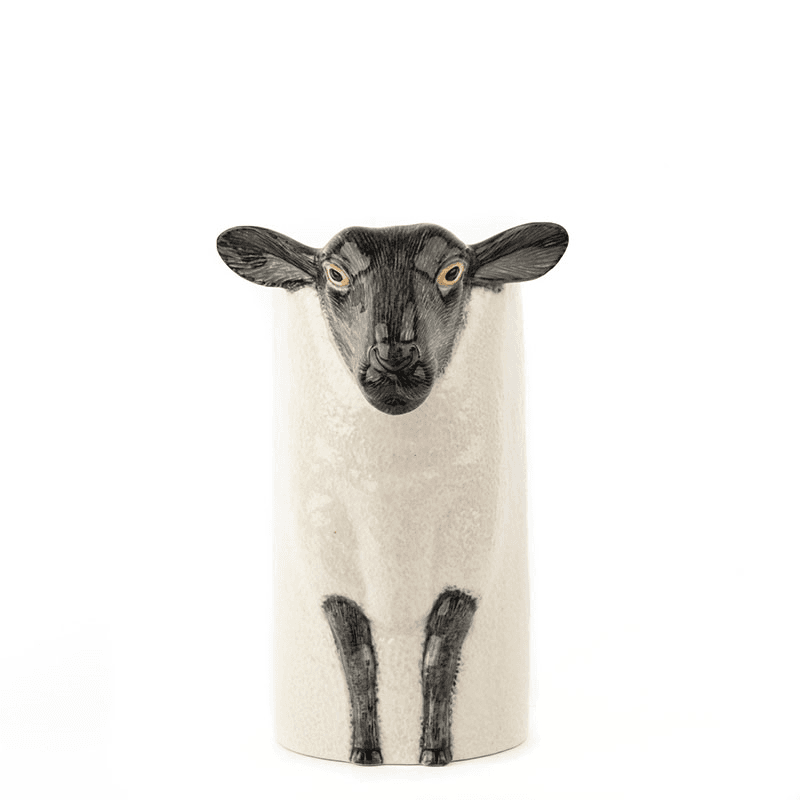 Black Faced Suffolk Sheep Utensil Pot, H20cm, Black/White