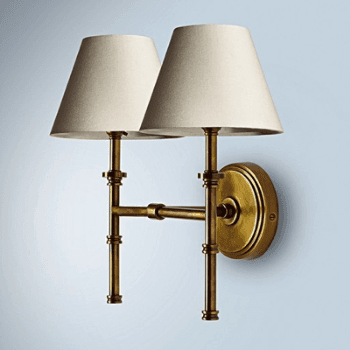 Image showing the Double Wall Lamp Fitting, Chukka Antiqued Brass product.