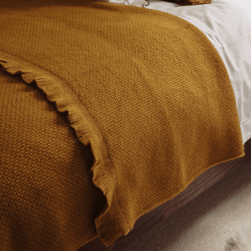 Alpaca Basketweave Throw, 130 x 180cm, Mustard