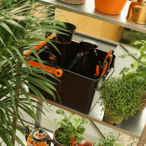 Image showing the Urban Gardening Tool Box, H17.5 x L34.9 x W31.4cm, Black and Orange product.
