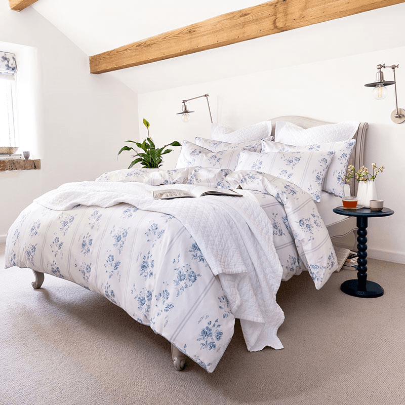 Austin Roses Duvet Set, Double, Blue