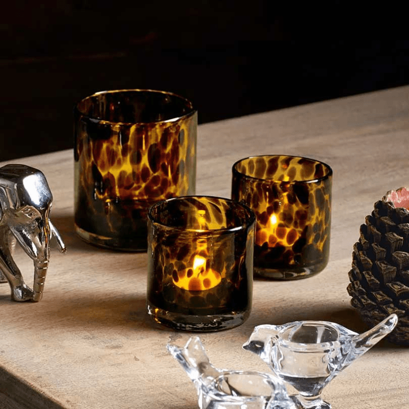 Tortoiseshell Candle holder, D11 x H10cm