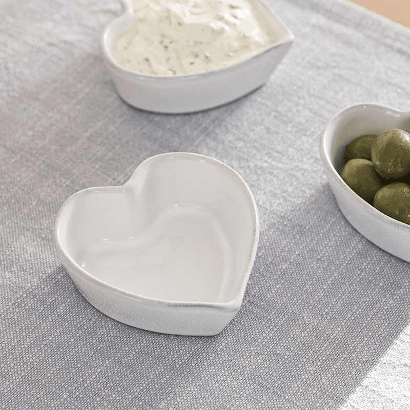 Porto Set of 3 Heart Dishes, White