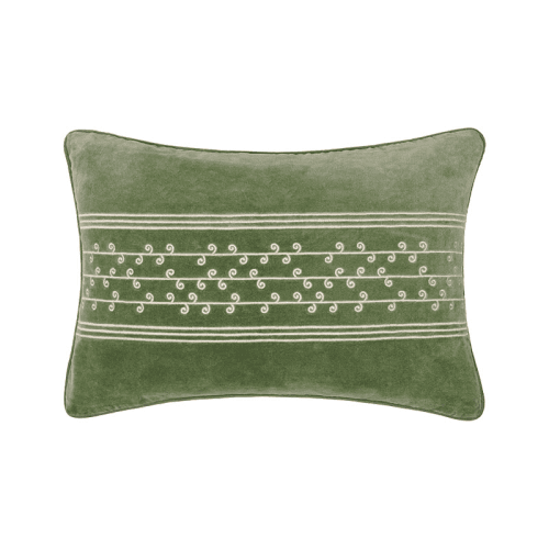Image showing the San Juan Embroidered Velvet Cushion, 50 x 35cm, Green product.