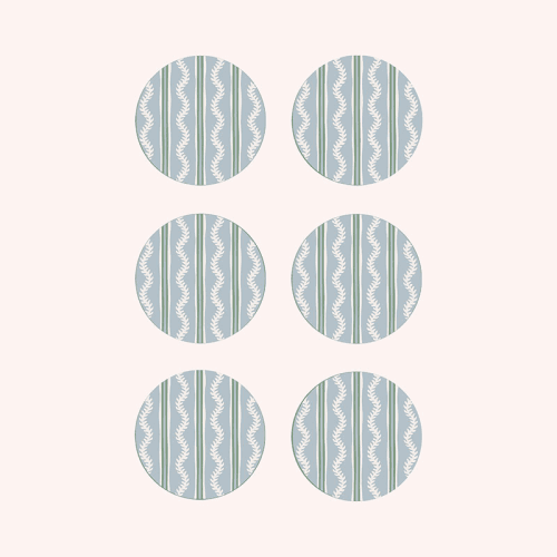 Image showing the Vines Set of 6 Coasters, D10cm, Blue product.