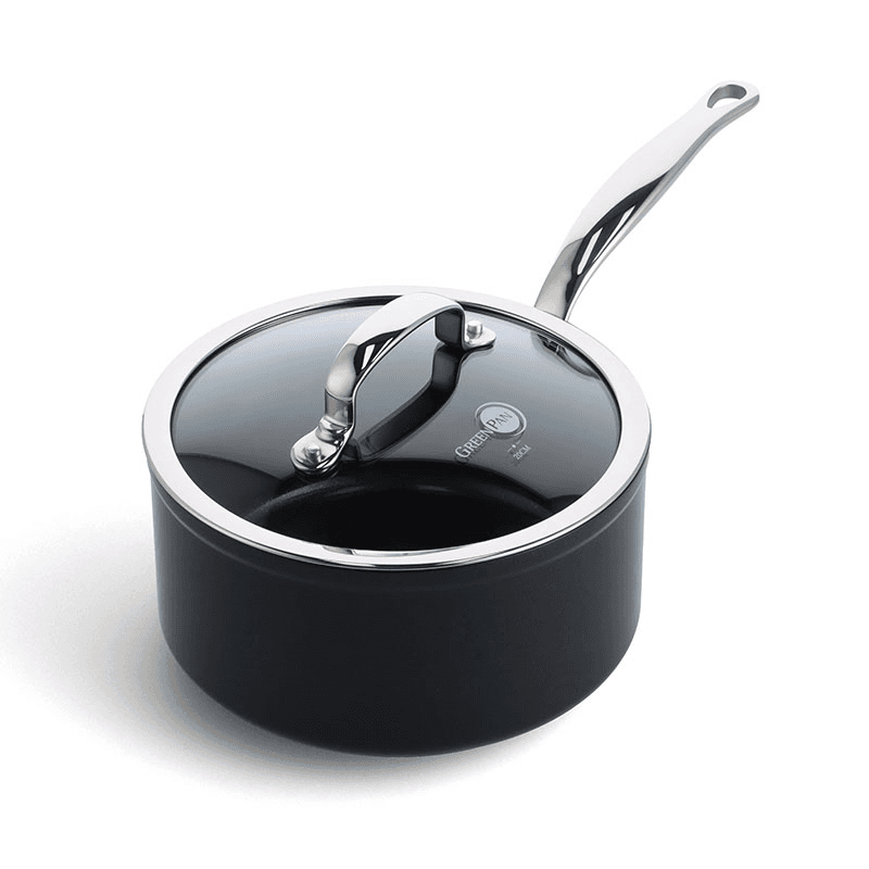 Barcelona Pro Non-Stick Saucepan with Lid, 20, Black