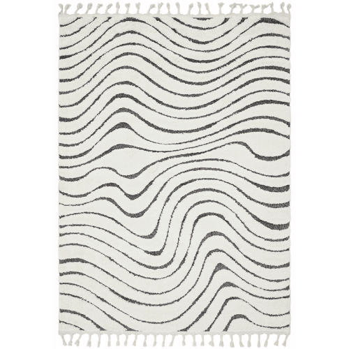 Image showing the Arianna ripple shaggy moroccan rug, 200 x 290cm, Cream product.