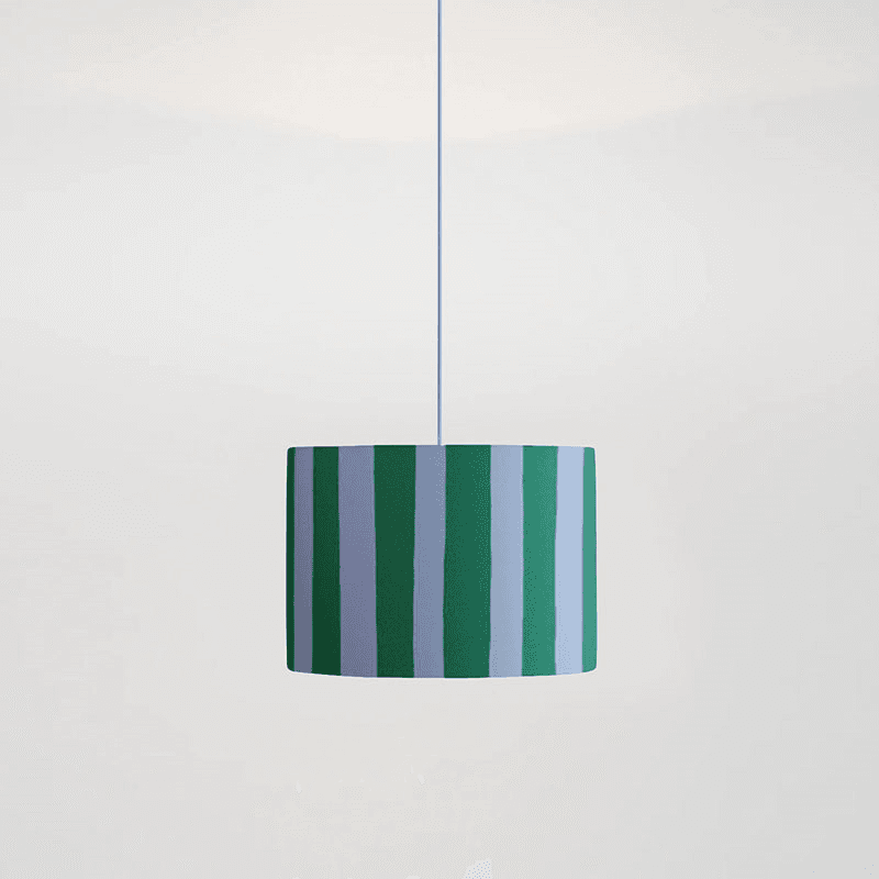 Stripe Drum Shade, 35cm, Blue & Green
