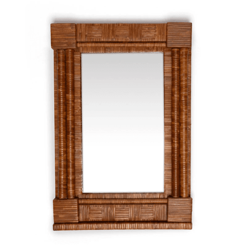 Image showing the Hardware Column Mirror, Natural Rattan product.