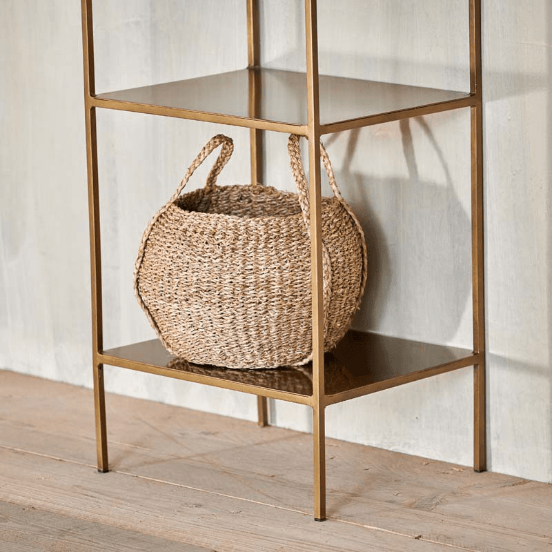 Mahi Shelving Unit, H170cm x W46cm, Antique Brass