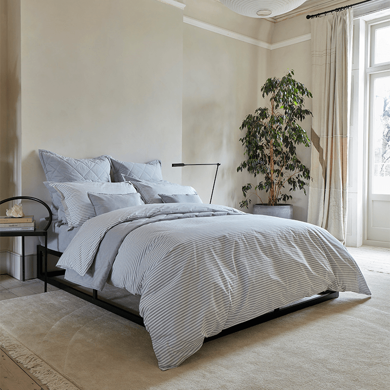 Lerwick Stripe Duvet Set, Double, Silver