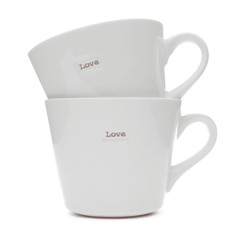 'Love' Set of 2 Bucket Mugs, 380ml