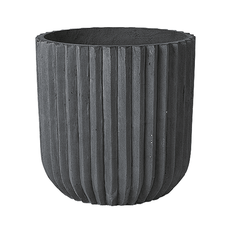 Fiber Set of 2 Planters, D37 x H37cm, Charcoal
