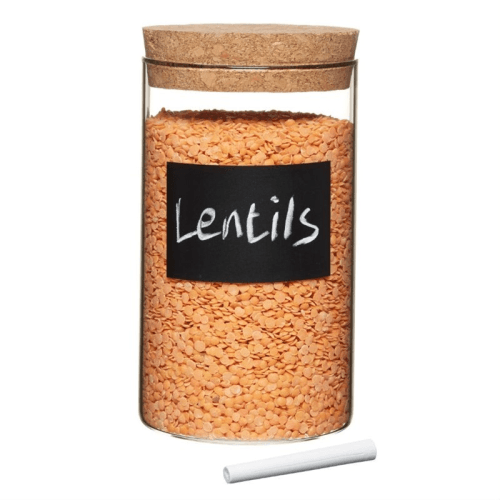 Image showing the Natural Elements Storage canister with chalk label, Medium - 10 x 17cm, Glass product.