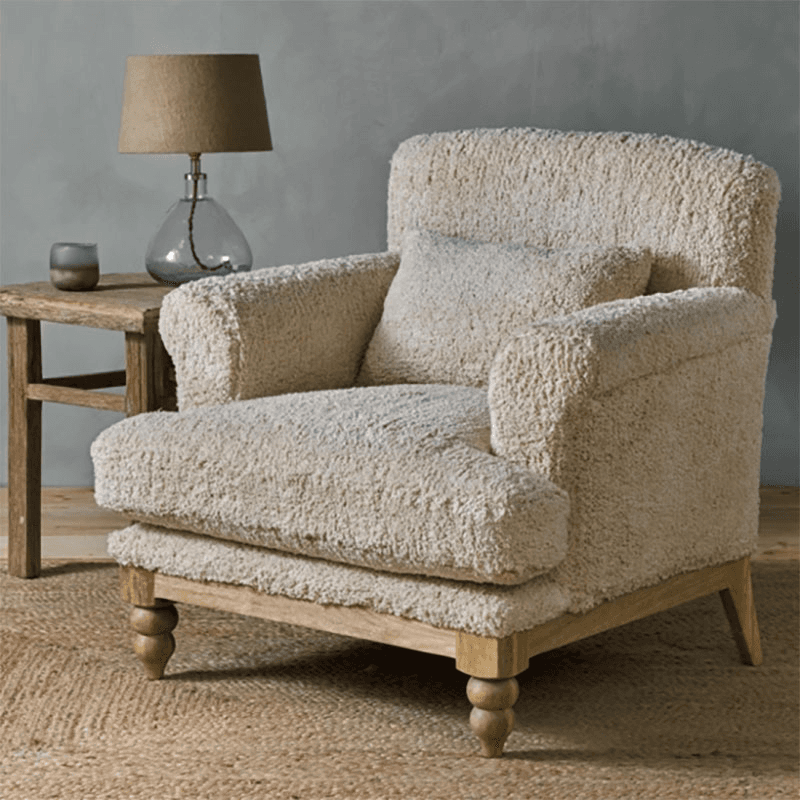 Otas Teddy Cotton Armchair, Off White