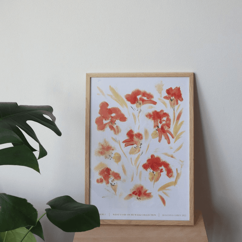 Blomma 01 Recycled Paper Print, A3, Orange