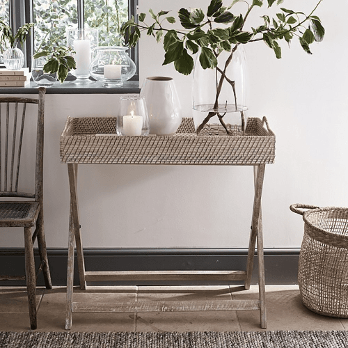 Image showing the White Washed Rattan Butler's Tray, Natural product.