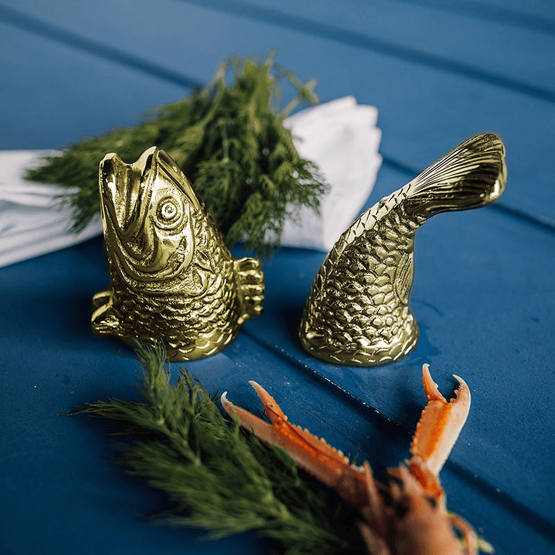 Fish Salt and Pepper Set, D6 x H9cm, Gold