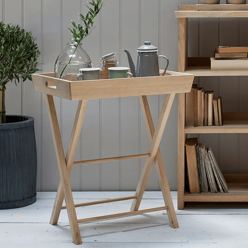 Hambledon Butlers tray and stand, H70 x W58 x D45cm, Oak