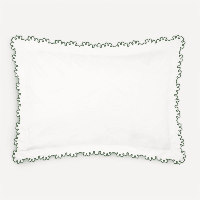 Thea Scalloped Oxford Pillowcase, Standard, Fern