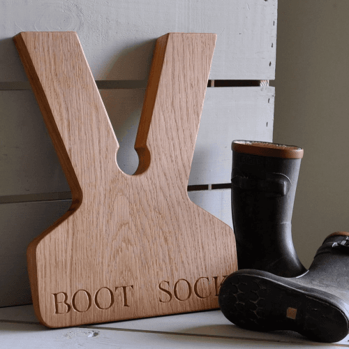 Image showing the Personalised boot jack, 31 x 24 x 3.5cm, Oak product.
