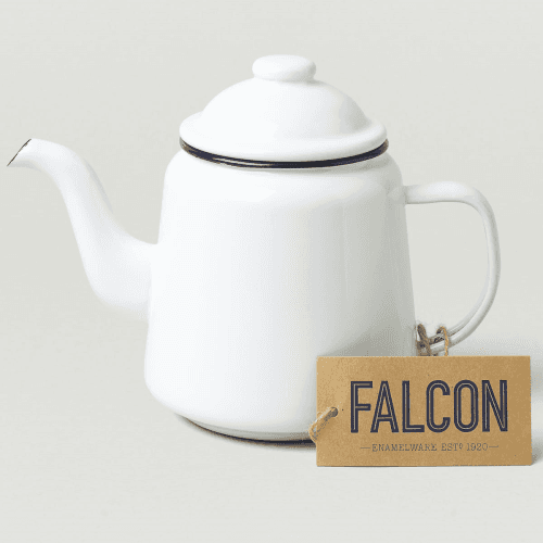 Image showing the Teapot, 1 litre, White With Blue Rim product.