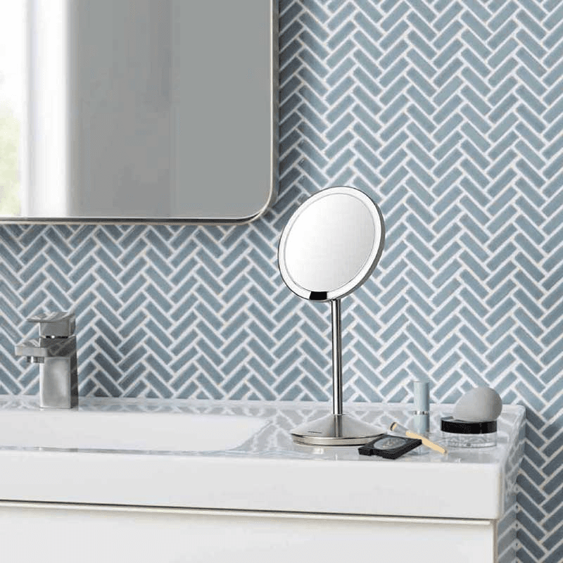 Mini sensor mirror, H29.8 x W14.5cm, Brushed Steel