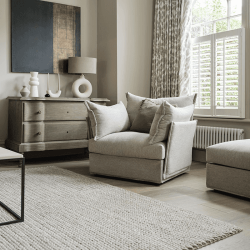 Image showing the Model 06 Linen Armchair, Pumice product.