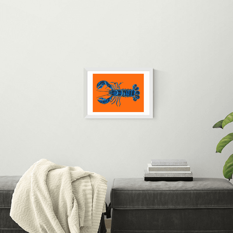 Alice Straker Lobster on Orange Framed Print, 45 x 33cm, Orange
