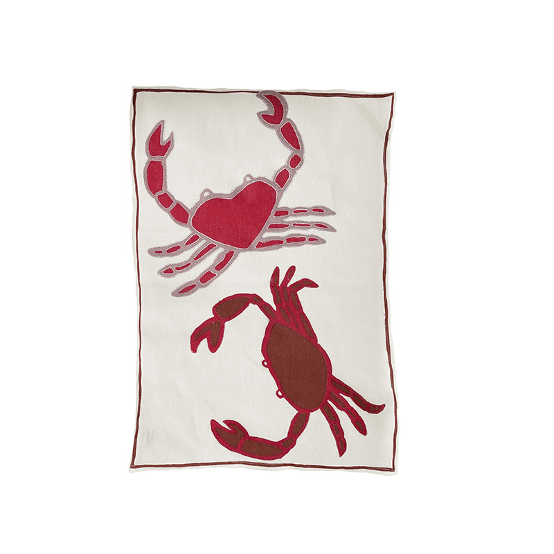 Crab Tea Towel, 50 x 70cm, Red/Pink